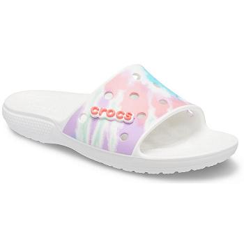 Crocs Classic Tie-Dye Graphic Biele - Damske Šlapky